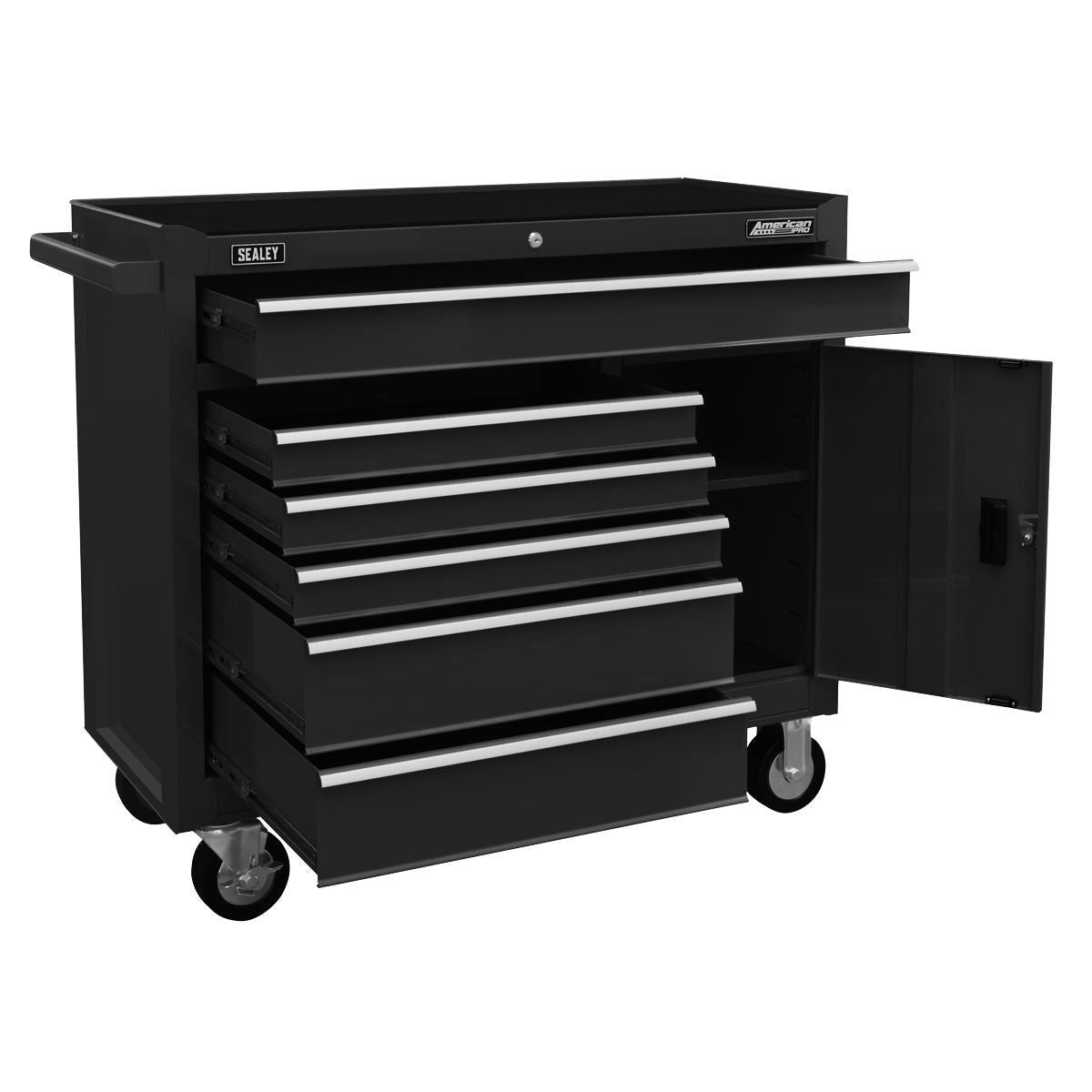 Sealey AP4106B 6 Drawer Roll cab with Ball Bearing Slides Black