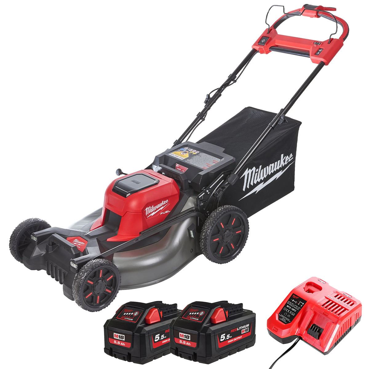 Milwaukee M18F2LM53-0 36V FUEL Brushless 53cm Self Propelled Lawn Mower with 2 x 5.5Ah Battery & Charger