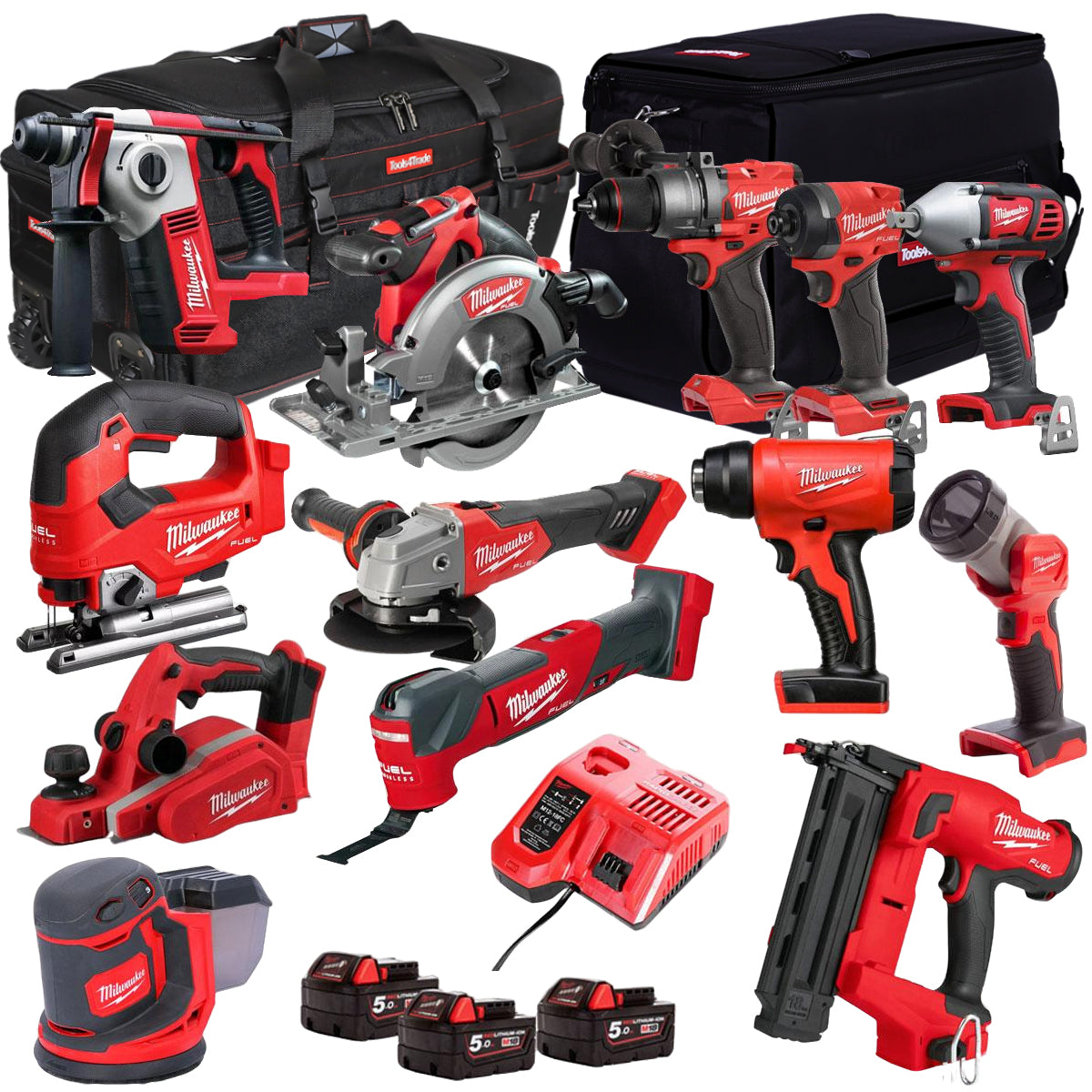 Milwaukee 18V 13 Piece Power Tool Kit with 3 x 5.0Ah Batteries T4TM-53