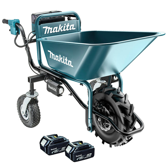 Makita DCU180PTX4 18V LXT Brushless Wheelbarrow Bucket Frame With 2 x 5.0Ah Batteries & Charger