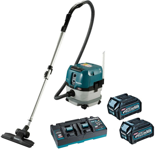 Makita VC001GLD22 40V XGT Brushless Wet & Dry L-Class Dust Extractor With 2 x 2.5Ah Battery & Charger