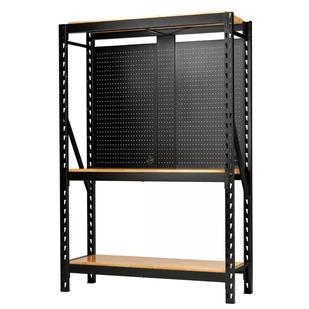Draper MS400-54-17PC W Bunker Modular 3 Tier Racking with Hardwood Shelving & Pegboards 1500mm 27795