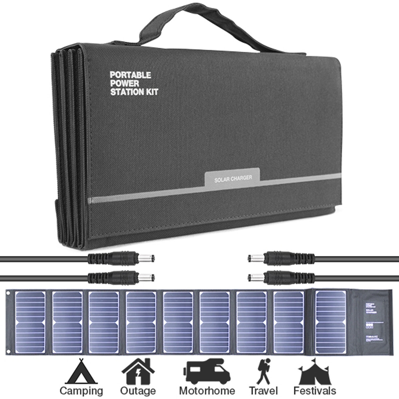 Hyundai H60 Portable & Foldable Solar Charger With USB and DC Connectivity 60W
