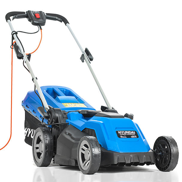 Hyundai HYM3800E 38cm Electric Lawn Mower with Rear Roller, Mulch Function & 40L Grass Bag 230V/1600W