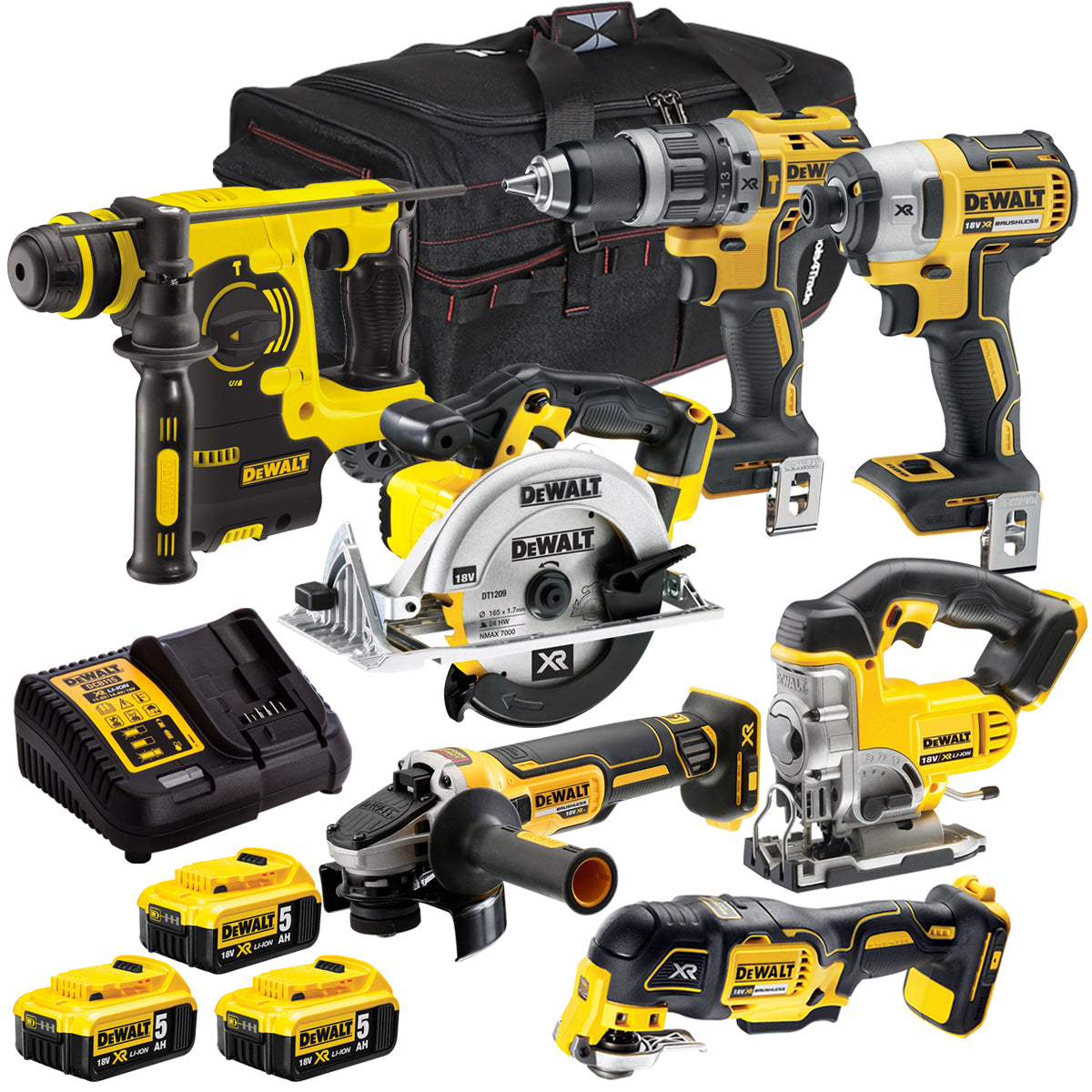 Dewalt DCK755PTXA 18V 7 Piece Power Tool Kit with 3 x 5.0Ah Battery & Charger