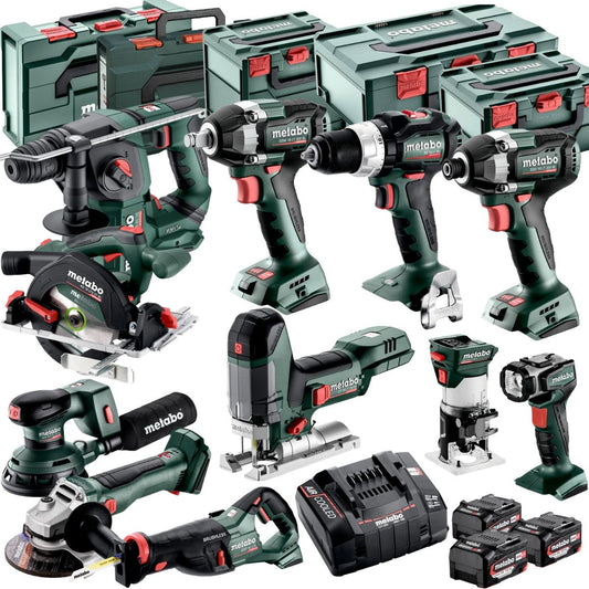 Metabo 18V 11 Piece Brushless Combo Kit with 3 x 5.2Ah Batteries & Charger T4TKIT-17618