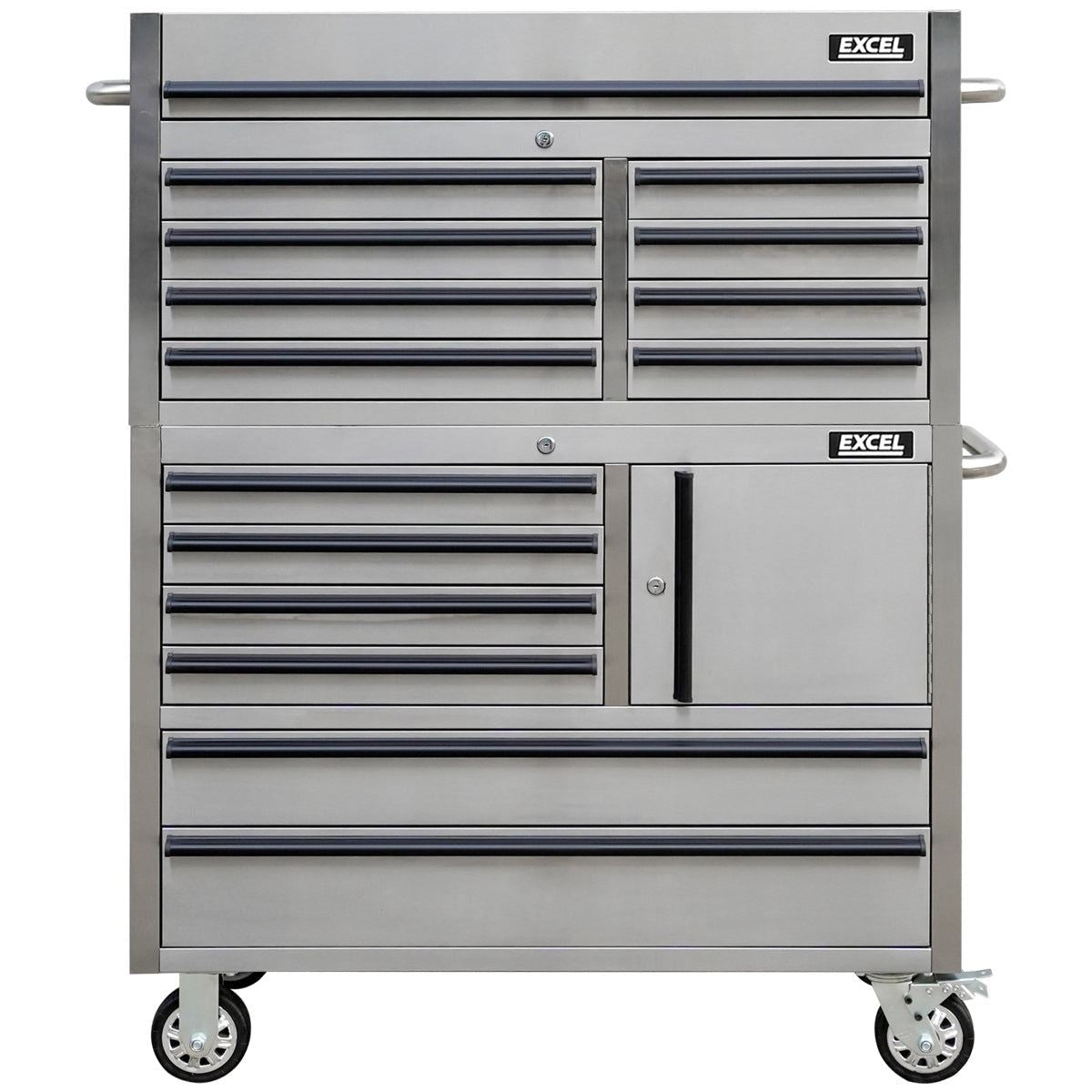 Excel 41inch 6 Drawer Stainless Steel Cabinet with 8 Drawer Top Chest