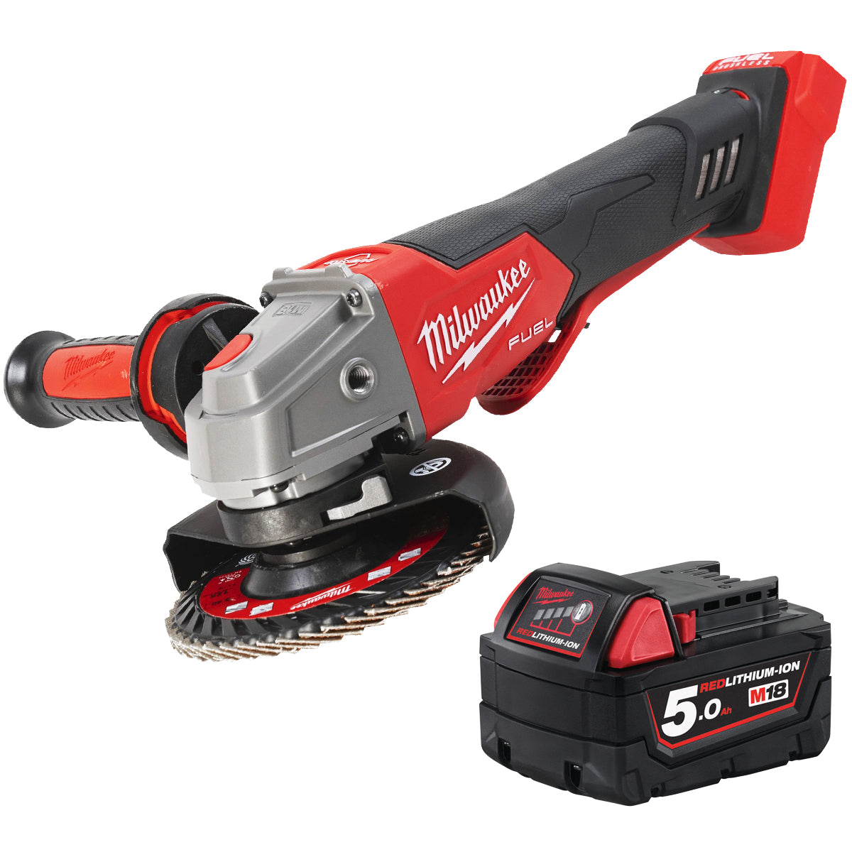 Milwaukee M18FSAGV115XPDB-0 18V FUEL 115mm Angle Grinder with 1 x 5.0Ah Battery