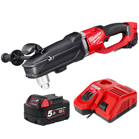 Milwaukee M18FRAD2-0 18V Brushless Right Angle Drill Driver with 1 x 5.0Ah Battery & Charger