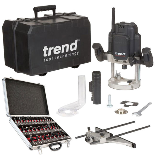 Trend T12EK 1/2" Plunge Router 240V with 35 Piece Set