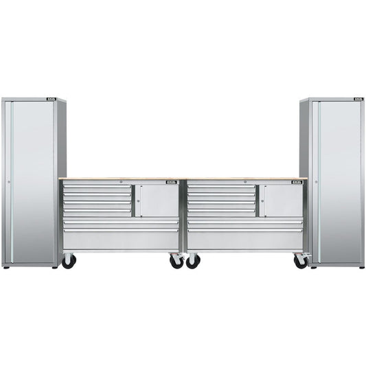 Excel 48inch 12 Drawer Stainless Steel Workbench Roller Tool Chest Cabinet & 2 Tall Cabinet