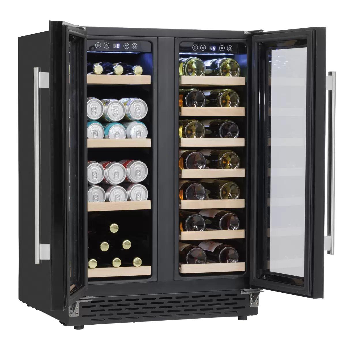 Sealey DH96 Baridi 40 Bottle/120 Can Dual Zone Undercounter/Freestanding Wine & Drinks Fridge Black 230V