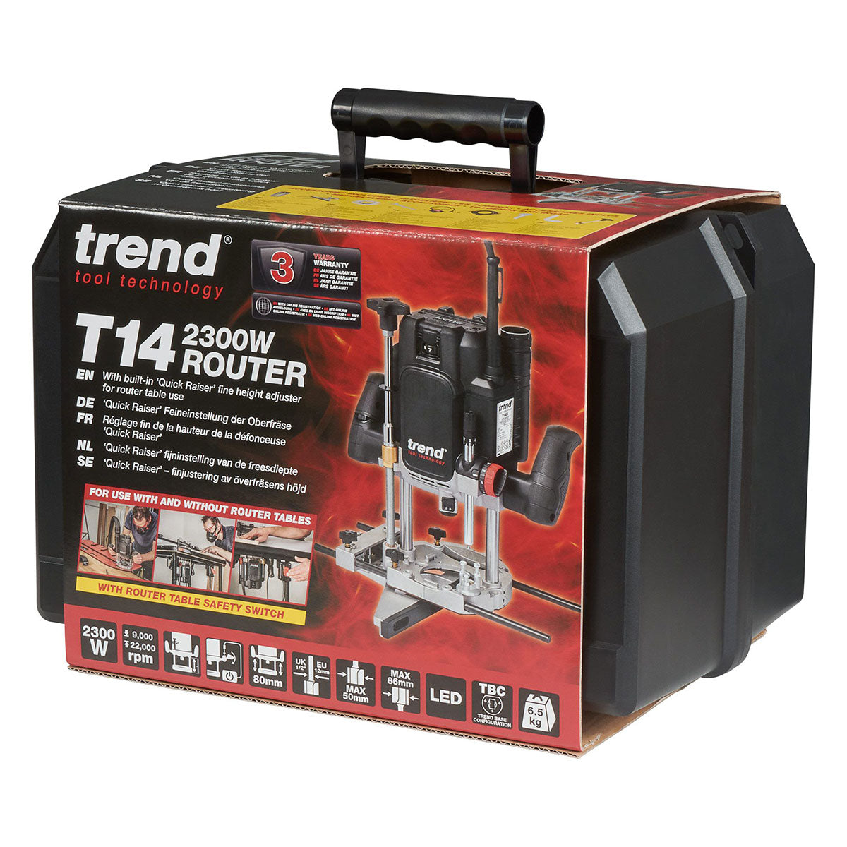 Trend T14EK 1/2in Dual Mode Plunge Router 240V/2300W with Carry Case