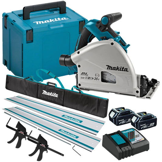 Makita DSP601ZJU 36V  Brushless AWS Plunge Saw Rail kit with 2 x 5.0ah & Charger