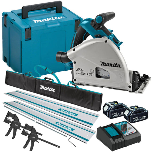 Makita DSP601ZJU 36V  Brushless AWS Plunge Saw Rail kit with 2 x 5.0ah & Charger