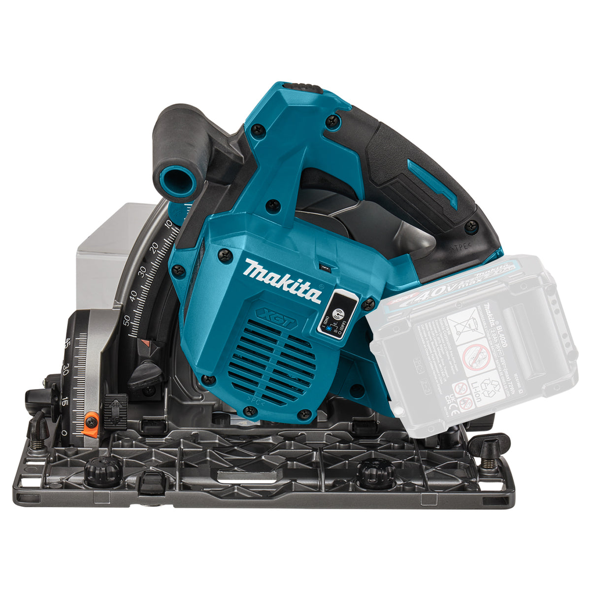 Makita SP001GZ03KIT5 40V Brushless Plunge Saw with 2 x Guide Rail, Connector, Clamp Set & 1 x 4.0Ah Battery Charger