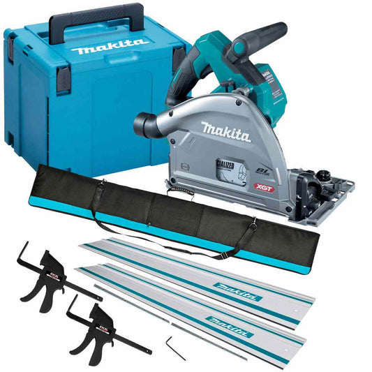 Makita SP001GZ03 40V Brushless Plunge Saw + 2 x Guide Rail Connector & Clamp Set