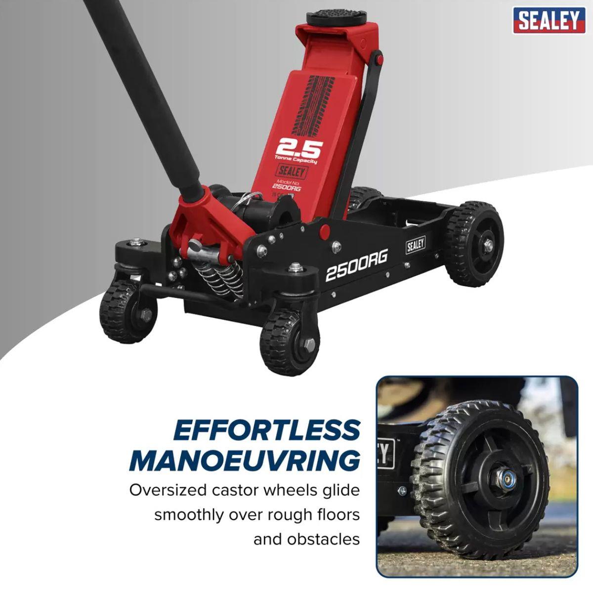 Sealey 2500RG Big Wheel Hybrid Trolley Jack for Off-Road Vehicles 4 x 4s with Super Rocket Lift 2.5 Tonne