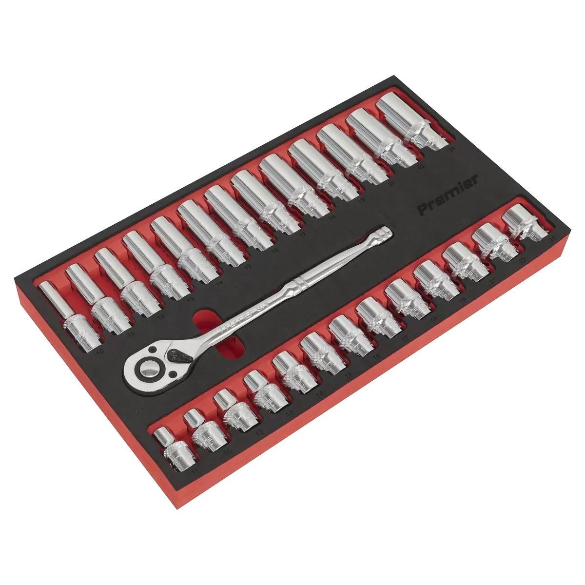 Sealey AK66723 Ratchet Wrench & Socket Set 1/2