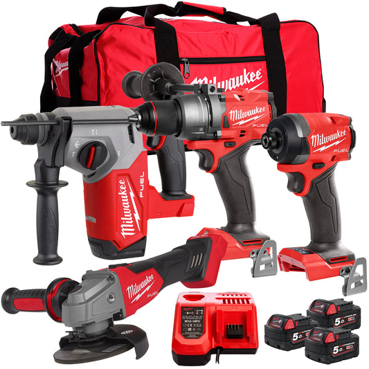 Milwaukee M18 FUEL 18V Lithium-Ion Brushless Cordless Combo Kit with Two  5.0 Ah Batteries, 1 Charger, 2 Tool Bags (7-Tool) 