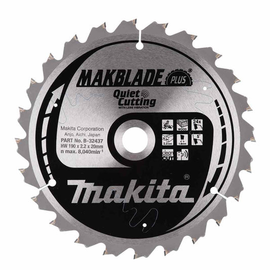Makita 190mm 24T Circular Saw Blade Makblade+ B-32437