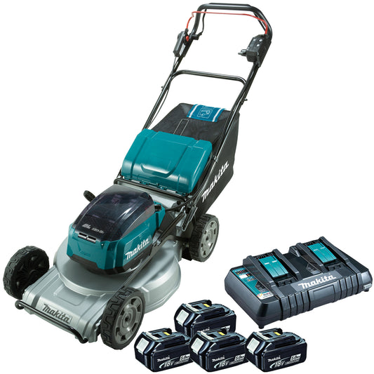 Makita DLM533PT4 36V LXT Brushless 530mm Lawn Mower With 4 x 5.0Ah Batteries & Charger
