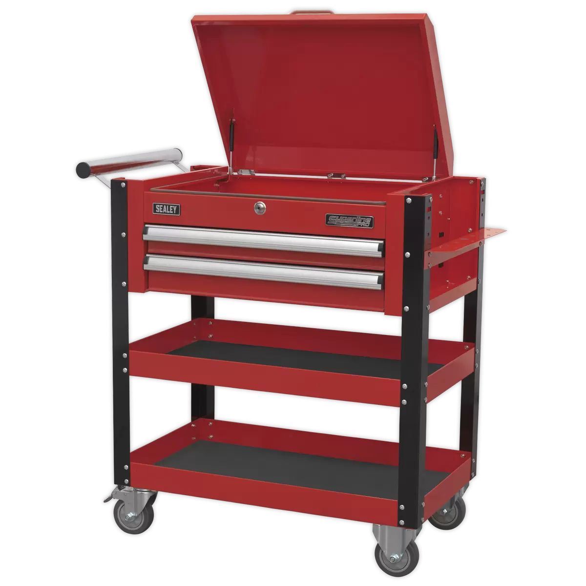 Sealey AP760M Heavy-Duty Mobile Tool Parts Trolley 2 Drawers Lockable Top Red