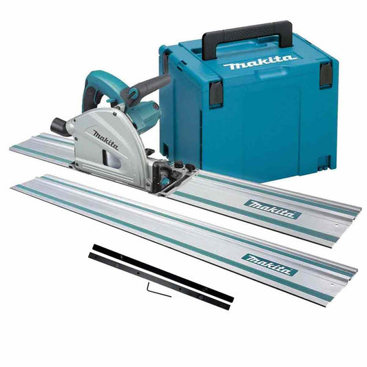 Makita SP6000J1/1 Plunge Saw with 2 x 1.5m Rails, Connector Bar & Case 110V