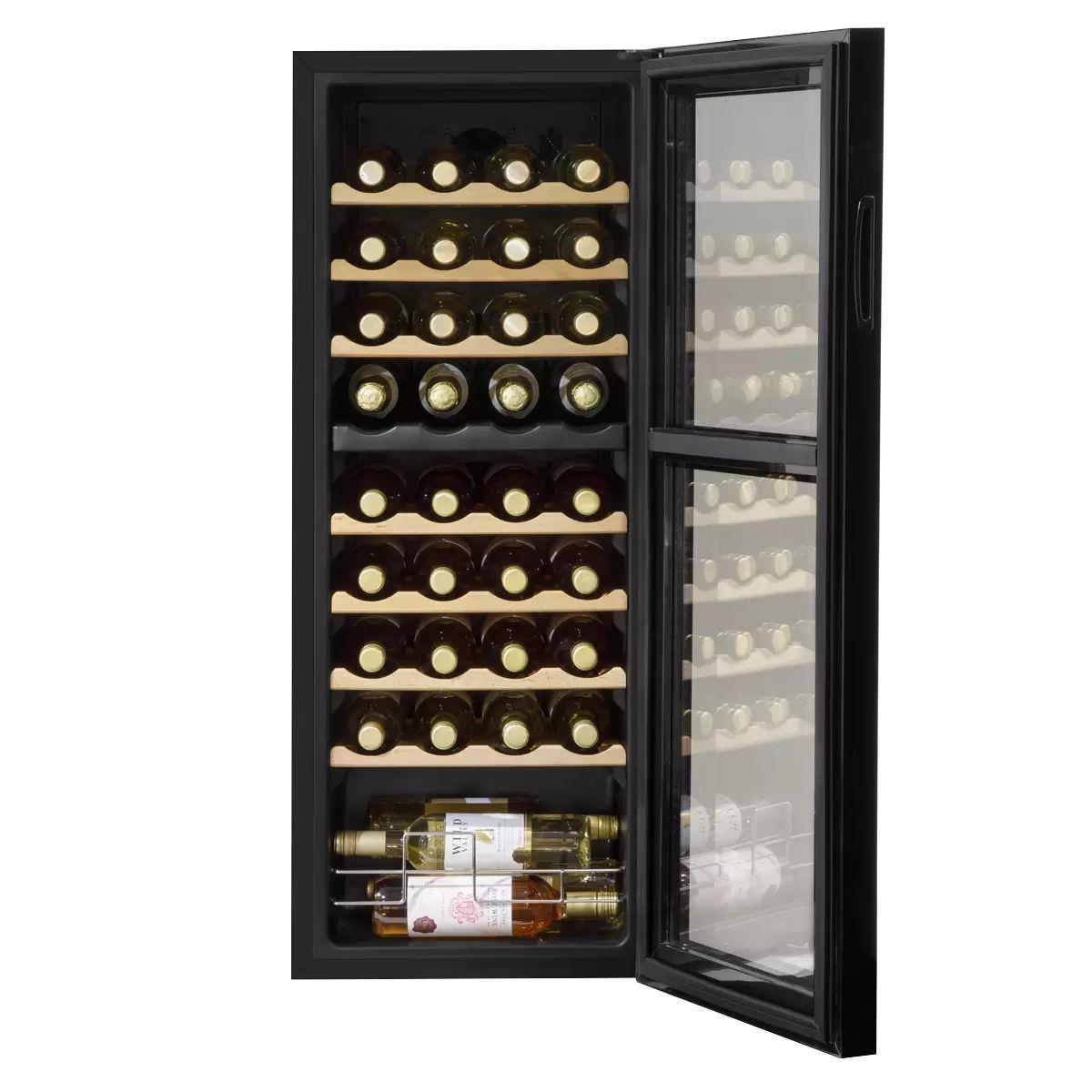Sealey DH91 Baridi 36 Bottle Dual Zone Wine Fridge with Digital Touch Screen Controls & LED Light Black 230V