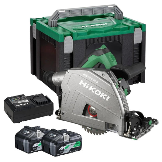 HiKOKI C3606DPAW2Z 36V MultiVolt Brushless Plunge Saw With 2 x 4.0/8.0Ah Battery Charger & Case