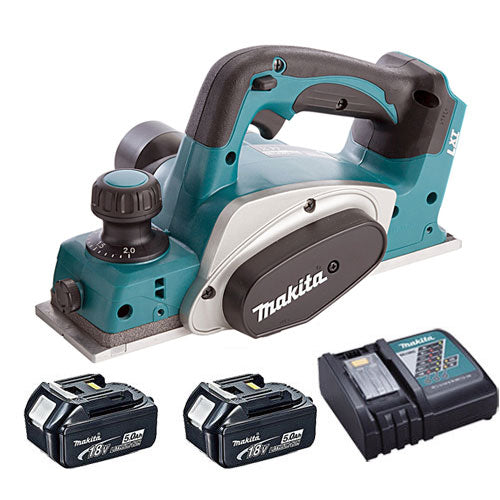 Makita DKP180Z LXT 18V Li-Ion Planer 82mm Body with 2 x 5.0Ah Battery & Charger