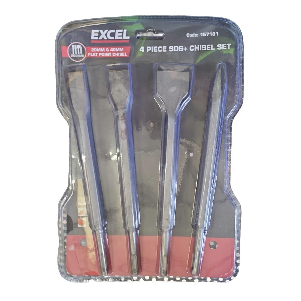 Excel SDS Plus Hammer Drill Chisel Set 4 Piece Item Condition Box Opened Never Used