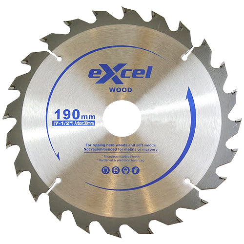 Excel TCT Circular Saw Blade 190mm 48 Tooth for Wood