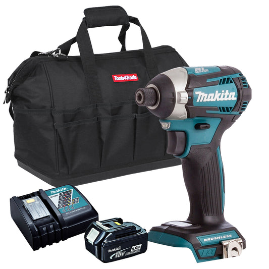 Makita DTD154Z 18V Brushless Impact Driver with 1 x 5.0Ah Battery Charger & Bag