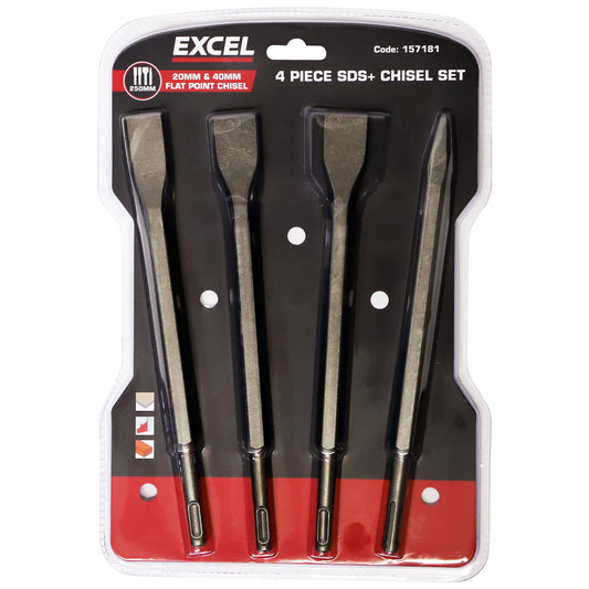 Excel SDS Plus Hammer Drill Chisel Set 4 Piece