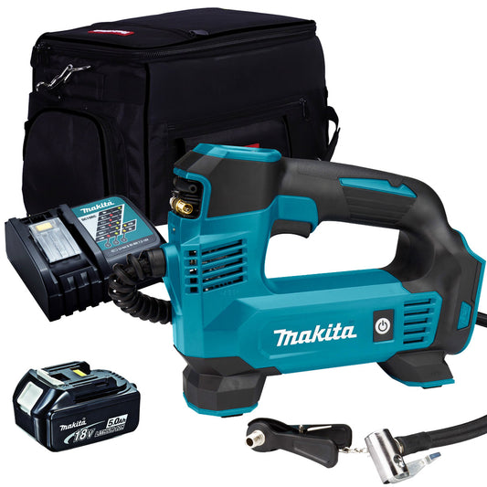 Makita DMP180Z 18V Inflator Pump with 1 x 5.0Ah Battery Charger & Tool Bag