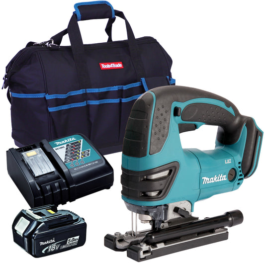 Makita DJV180Z 18V Cordless Jigsaw with 1 x 5.0Ah Battery Charger & Tool Bag