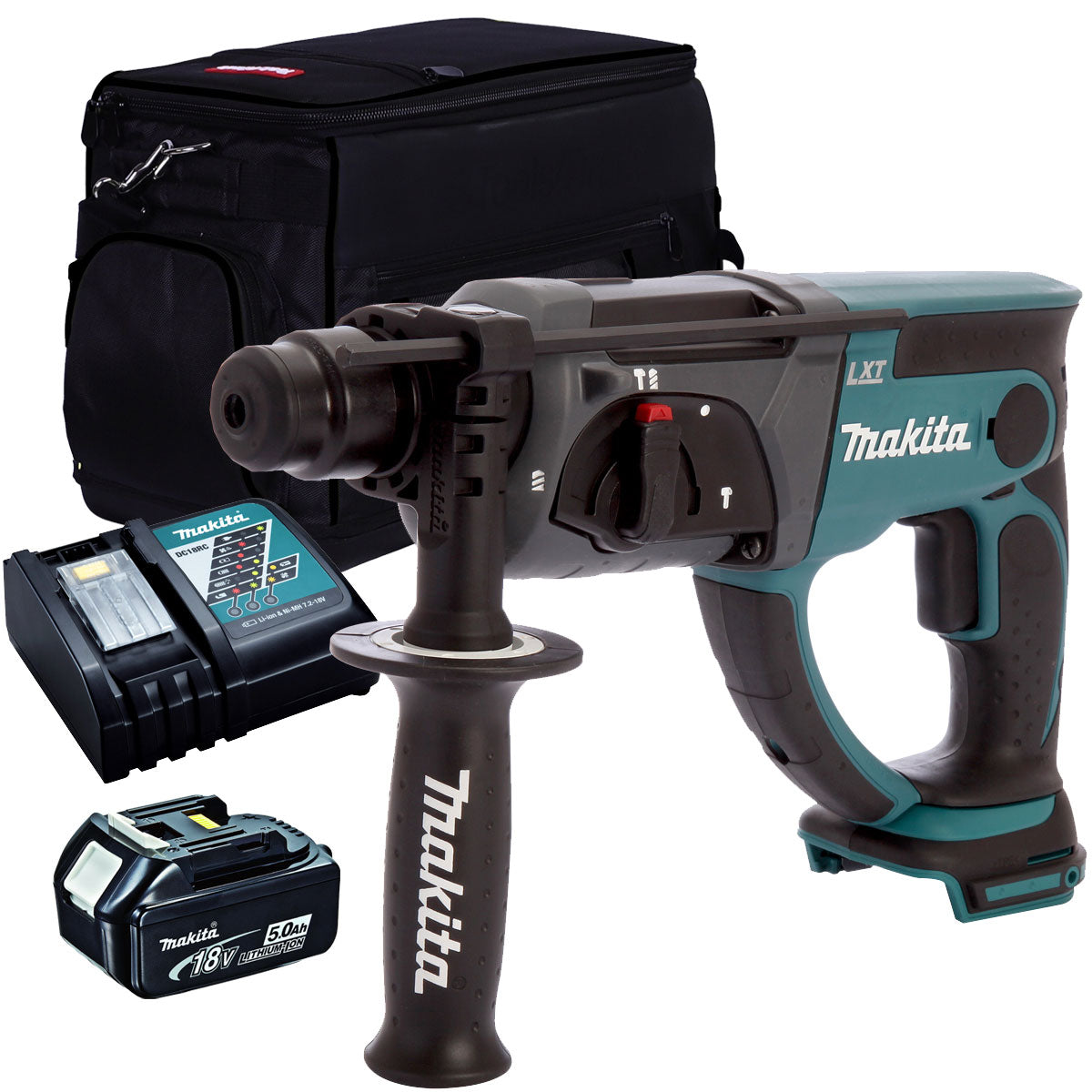 Makita DHR202Z 18V SDS+ Rotary Hammer Drill with 1 x 5.0Ah Battery Charger & Bag