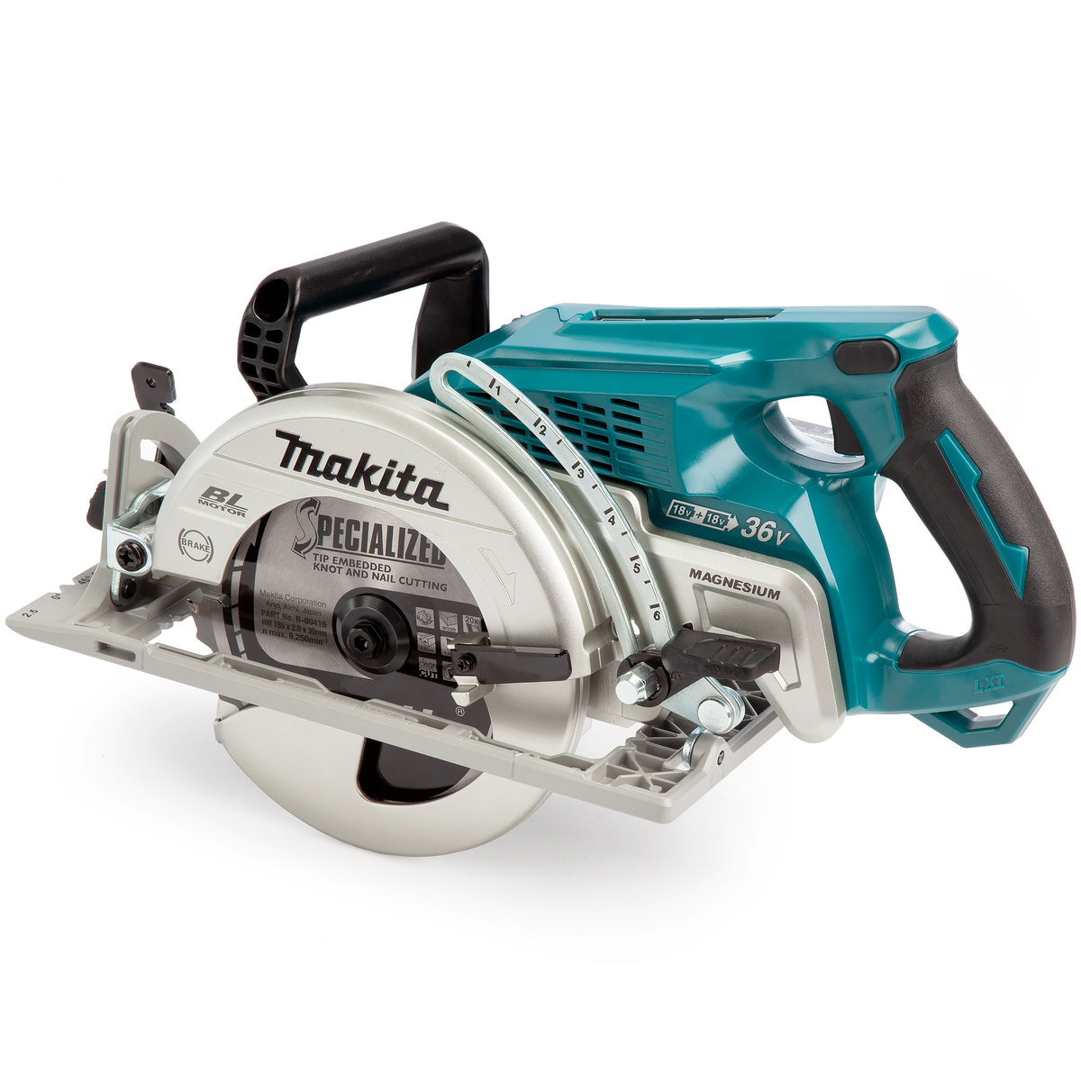 Makita DRS780Z 36V Brushless 185mm Circular Saw With 2 x 5.0Ah Batteries, Charger & Tool Bag