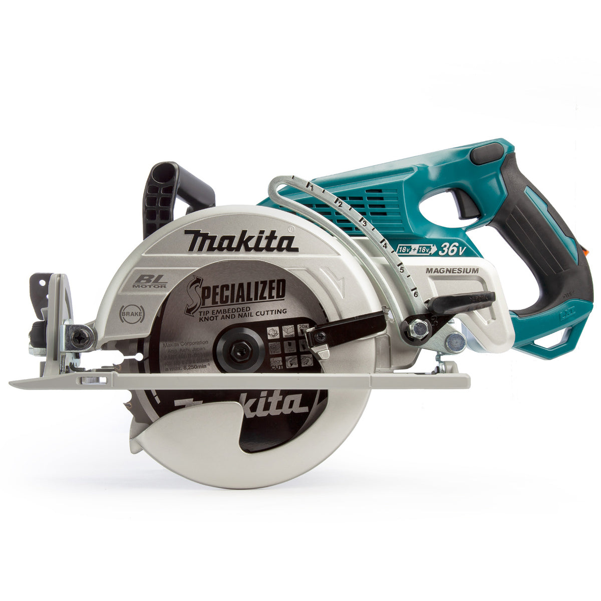 Makita DRS780Z 36V Brushless 185mm Circular Saw With 2 x 5.0Ah Batteries, Charger & Tool Bag