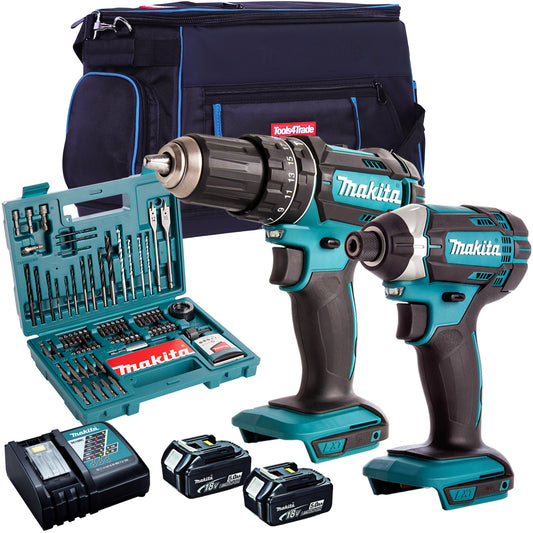 Makita 18V Impact Driver & Combi drill with 2 x 5.0Ah Battery T4TKIT-798