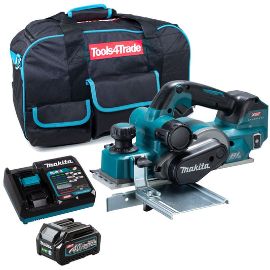 Makita KP001GZ 40V 82mm Brushless Planer with 1 x 2.5Ah Battery Charger & Bag