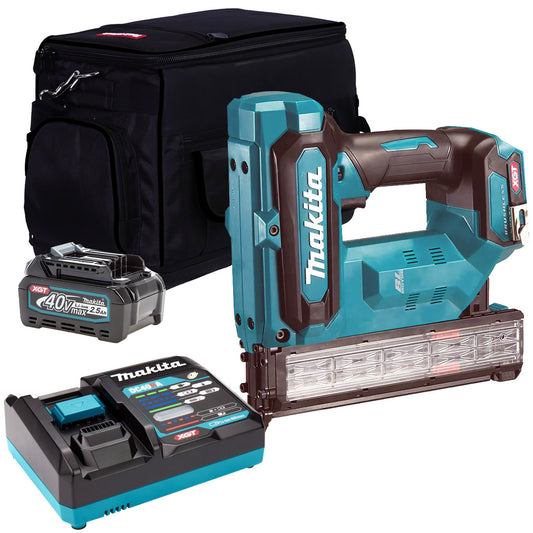 Makita FN001GZ 40V Brushless 18Ga Brad Nailer With 1 x 2.5Ah Battery Charger & Bag