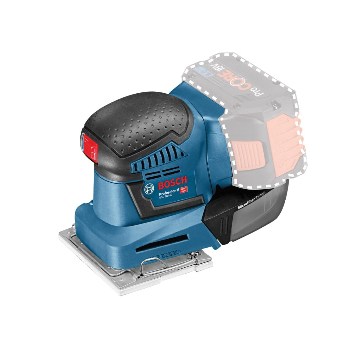 Bosch GSS 18V-10 Cordless Orbital Sander Body Only with Accessories in Case 0GSS18V10X