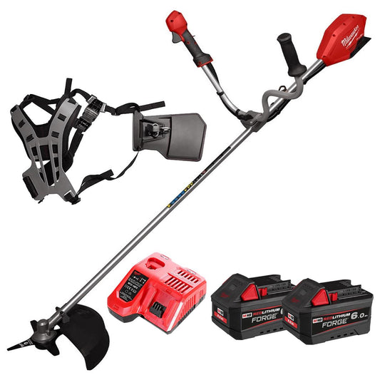 Milwaukee M18FBCU-0 M18 18V Brushless Brush Cutter With 2 x 6.0Ah Batteries Charger & Harness