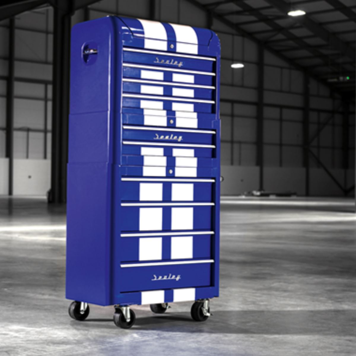 Sealey AP28COMBO2BWS 10 Drawer Retro Style Rollcab Blue and White