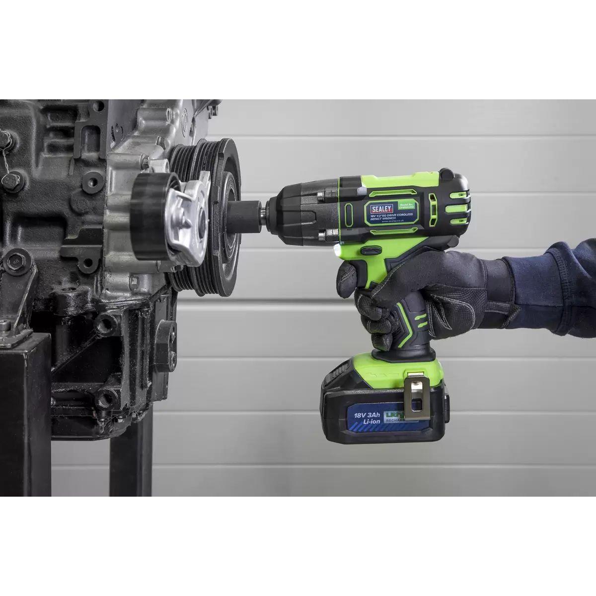 Sealey 2001LEHVCOMBO Trolley Jack & Cordless Impact Wrench Combo Green