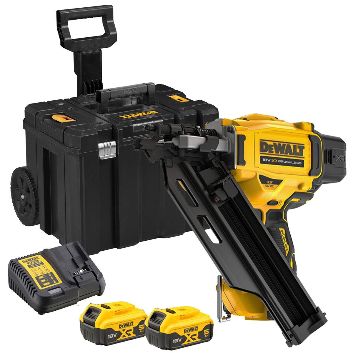 Dewalt DCN930N 18V Brushless First Fix Framing Nailer with 2 x 5.0Ah Battery & Charger T4TKIT-825