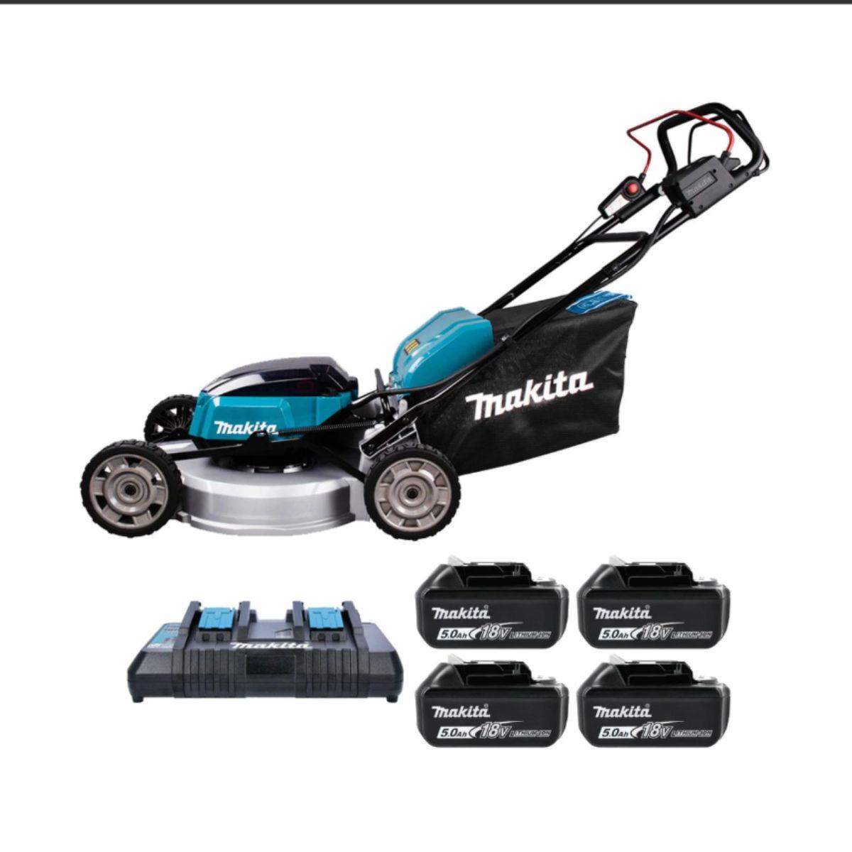 Makita DLM533PT4 18V/36V LXT Cordless Brushless 530mm Lawn Mower With 4 x 5.0Ah Batteries & Charger