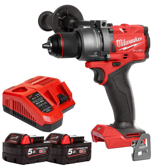 Milwaukee M18FPD3-0 18V Fuel Brushless Combi Drill with 2 x 5.0Ah Batteries & Charger